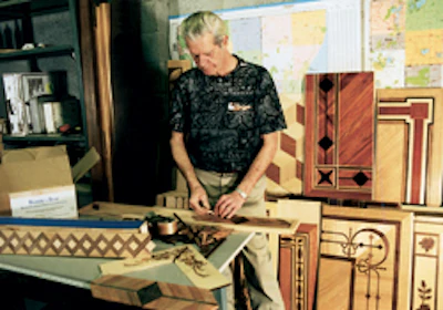 Much like a puzzle, a large custom pattern is assembled.
