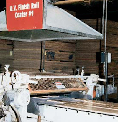 Finish is applied with a roller and cured immediately.