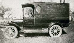 Contractor Sid Galliford bought his first work truck in 1923 — a Ford Model T. Right: No electricity was required for this early-1900's version of a sanding machine