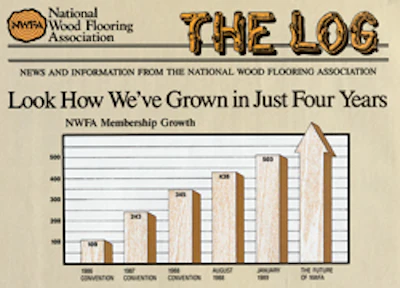 This graphic, from April/May 1989, shows how NWFA grew in the '80s, from 109 members at the time of the 1986 convention to 503 in January 1989. Membership today stands at more than 4,000.