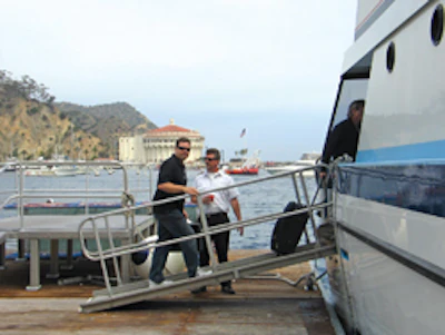 McCalla boards the Catalina Express to San Pedro.