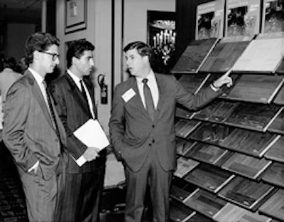 Rick Brian (far right) was on hand for the second National Wood Flooring Association annual convention, held in St. Louis in 1987.