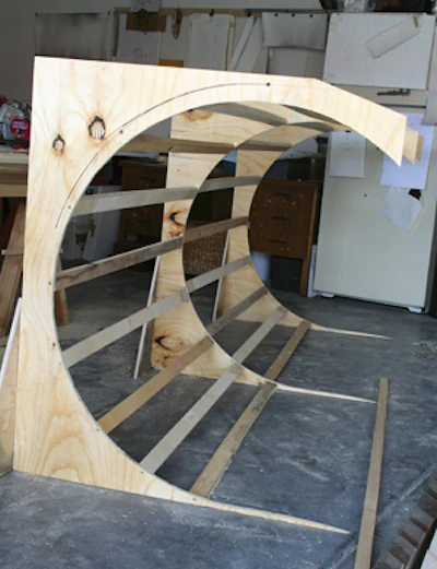 CA side view of the custom-made form Brent Sommerhauser used to make his work of art 'Curl.'