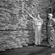 At left, patriarch Viandel 'Spider' Smith escorting a customer through a warehouse, circa 1950. (Photo courtesy of the Forest History Society, Durham, N.C.)