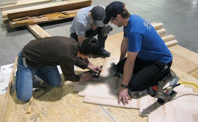 parquet wood floor installation at National Wood Flooring Association (NWFA) technical school