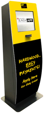 Lumber Liquidators' credit kiosk by Versatile Systems Inc. gives customers option for in-store credit to buy hardwood flooring