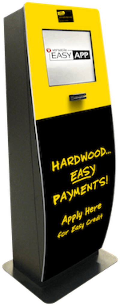 Lumber Liquidators' credit kiosk by Versatile Systems Inc. gives customers option for in-store credit to buy hardwood flooring