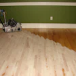 Sanding a wood floor on a 45 degree angle.