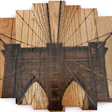 Cityscape photo of New York City's Brooklyn Bridge applied to reclaimed wood flooring