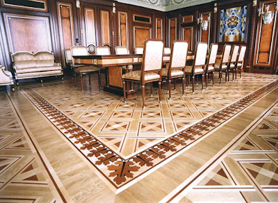 parquetry wood floor made from oak, merbau, maple and ash