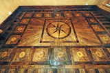 custom wood floor made of red oak, white oak, walnut, wenge and maple with a satin water-based finish