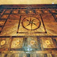 custom wood floor made of red oak, white oak, walnut, wenge and maple with a satin water-based finish