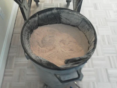 Filler dust from engineered fingerblock parquet floor