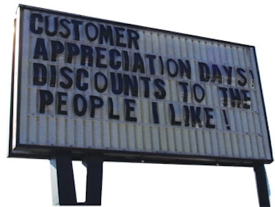 photo of a billboard announcing customer appreciation