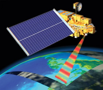 rendering of satellite taking image of part of South America