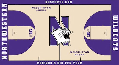 Northwestern University stained basketball floor