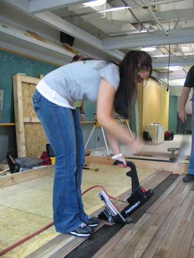 NWFA installation sand and finish school in New York City