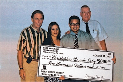 Derr's Executive Vice President Rick Holden (back Left) And President Chet Derr Jr (back Right), Present The Scholarships To Rosado Ortiz And Winslow During A Luncheon