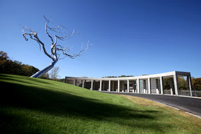 Wood flooring and interior at Crystal Bridges Museum of American Art in Bentonville, Arkansas, a museum with ties to Walmart