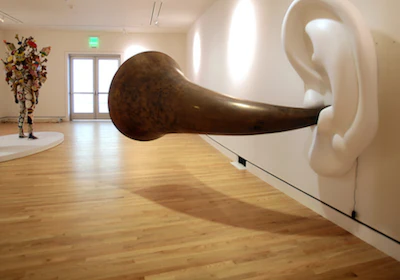 Wood flooring and interior at Crystal Bridges Museum of American Art in Bentonville, Arkansas, a museum with ties to Walmart
