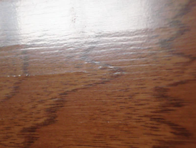 After a big relative humidity change, lathe marks in this rotary-peeled floor became apparent on the surface.