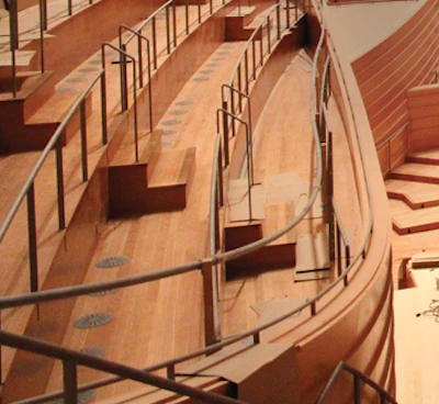 The seating area is essentially a large staircase. The gray circles are HVAC vents that were located using a laser transit.