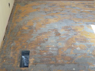 Old Wood Floor With Carpet Padding Before Sanding