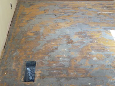 Old Wood Floor With Carpet Padding Before Sanding