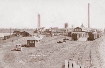 Many maple flooring companies began as offshoots of sawmill businesses. Such was the case with the Yawkey-Bissell Flooring Co., where these scenes were captured early in the century. The Yawkey-Bissell mill in White Lake, Wis. (above) became the site of a present-day Robbins plant.