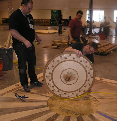 Wood floor man Mike Summers, who is deceased, teaching a technical school with the national wood flooring association (NWFA)