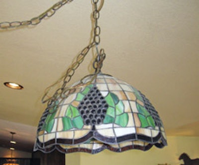 photo of hanging lamp with S hook to prevent wood floor sanding accidents