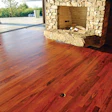 The homeowners didn't want to wait for this new Brazilian curupay floor to naturally darken, so aniline dye was used to give the appearance of a more-aged curupay floor. (Photo courtesy of John Christopherson at Olympia, Wash.-based Christopherson Wood Floors.)