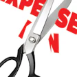 illustration of scissors cutting the word Expense