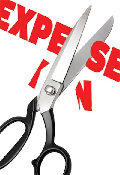 illustration of scissors cutting the word Expense