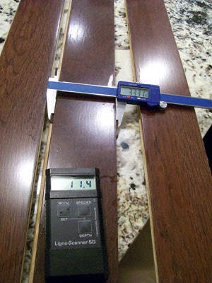 Photo of tools used for wood flooring measurements