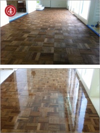 Photo of water-damaged parquet repair steps