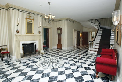 Faux finishes, like this marble-mimicking foyer in New York's Gracie Mansion, were a hallmark of early American design. (Photo courtesy The Alpha Workshops)