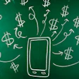 Illustration of cell phone on chalk board