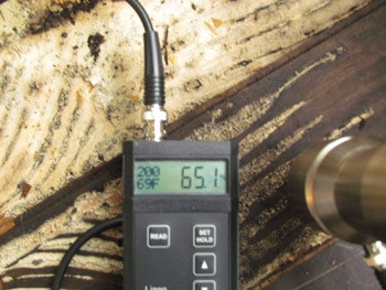 photo of wood floor with blister problem