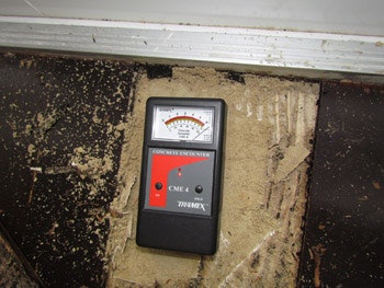 photo of wood floor with blister problem