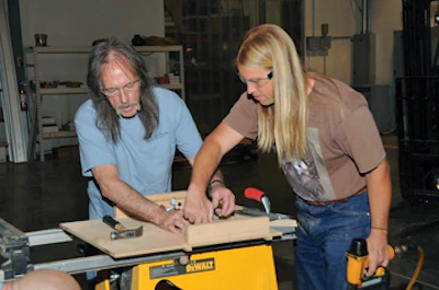 At the NWFA's May Jigs/Medallion Workshop in St. Louis, Keith Long learned from NWFA's Frank Kroupa (pictured) and Majestic Wood Floors Inc.'s Bob Humphreys.