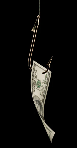 photo of money on fishhook