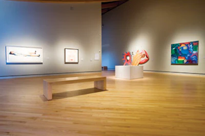 The museum operators chose the clear red oak for its neutral color, which they say complements the art on display.