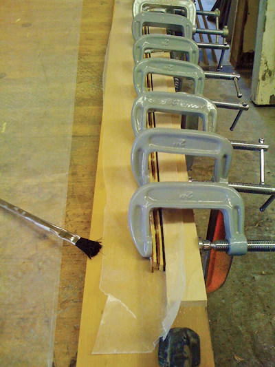 Campbell then clamped the strips together and next cut them into blocks.