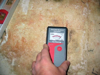 Moisture testing your subfloor is key so you don't install a floating floor where it will absorb too much moisture, expand and make noise. Photo courtesy Ron Call.