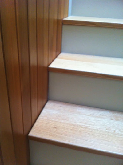 photo of stairway and flooring project