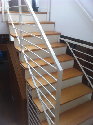 photo of stairway and flooring project
