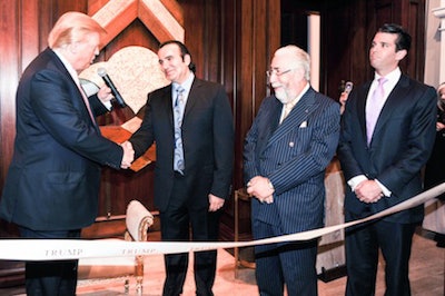 Donald Trump, left, shakes hands with Archetypal co-founder Avedis Duvenjian.