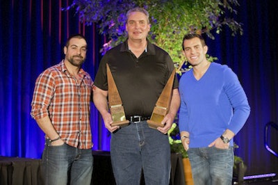Denver Dustless's Mark Sutton took home two Wood Floor of the Year trophies presented by HGTV's 'Cousins on Call.' (Photo courtesy David Stluka Photography)