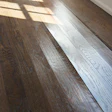Not checking moisture can wreak havoc on a job; this floor was installed on a fast-track construction schedule with no moisture barriers or acclimation time.
